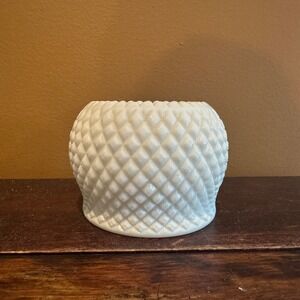 Vintage Milk Glass Planter Diamond Cut White Glass Flower Vase Home Decor‎